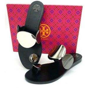 TORY BURCH Patos Multi-Disk Sandal Black Silver